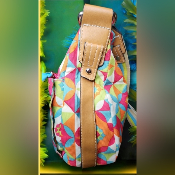 Colorful Geometric Patterned Lily Bloom Messenger Bag - Picture 3 of 15